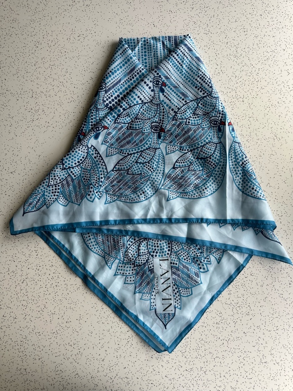 Lanvin Paris Square Peacock/Bird Scarf